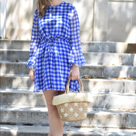 DVF Silk Chiffon Mini Gingham Dress Size 2 NWT - Picture 6 of 9